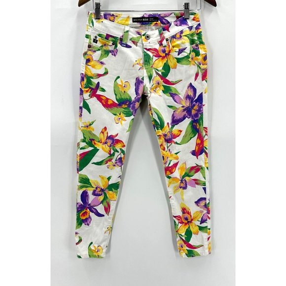 Big Star 1974 Jeans Pants Womens Alex Mid Rise Skinny Floral Multicolor 27R - Picture 1 of 12